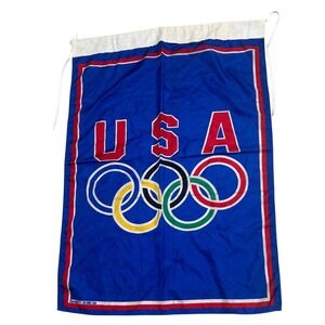 Vintage Emerson USA Olympic Games Banner Flag Blue 29x38 USA 36 USC 380